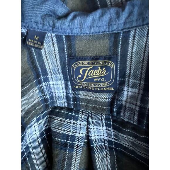 Jach's olive, blue flannel buttondown shirt size M - Picture 4 of 5